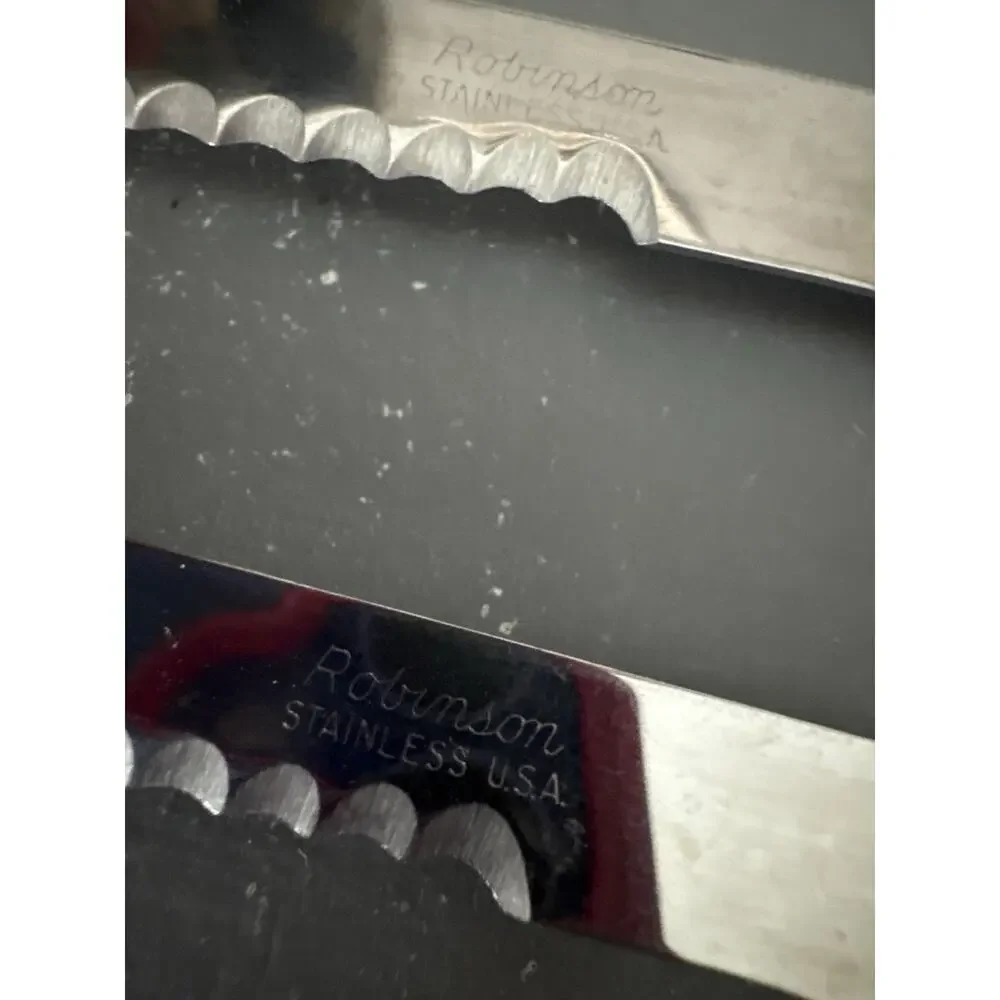 Vintage Robeson Stainless USA Serrated Steak Knives Wood Handles Set of 3